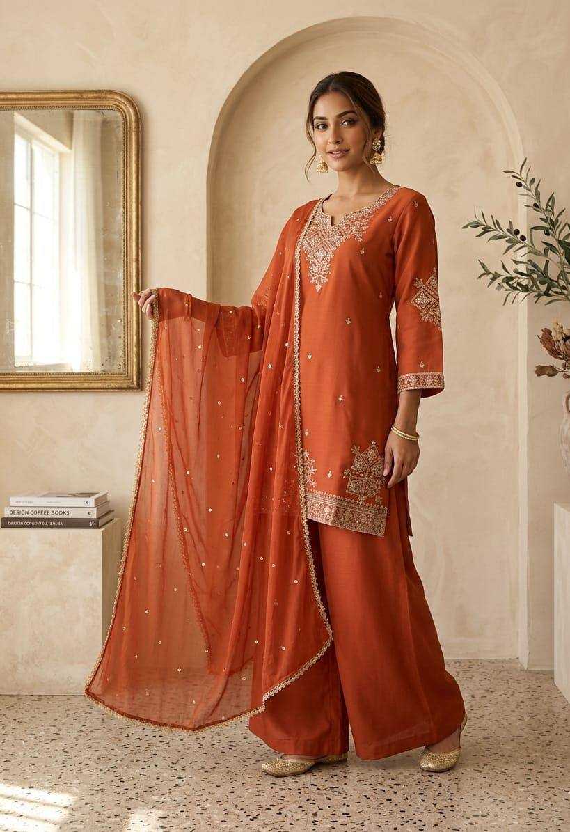 Heavy Roman Silk Embroidery Suit