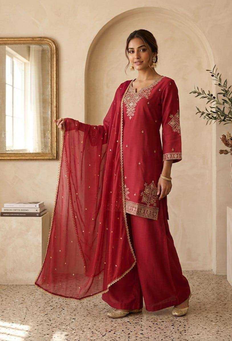 Heavy Roman Silk Embroidery Suit