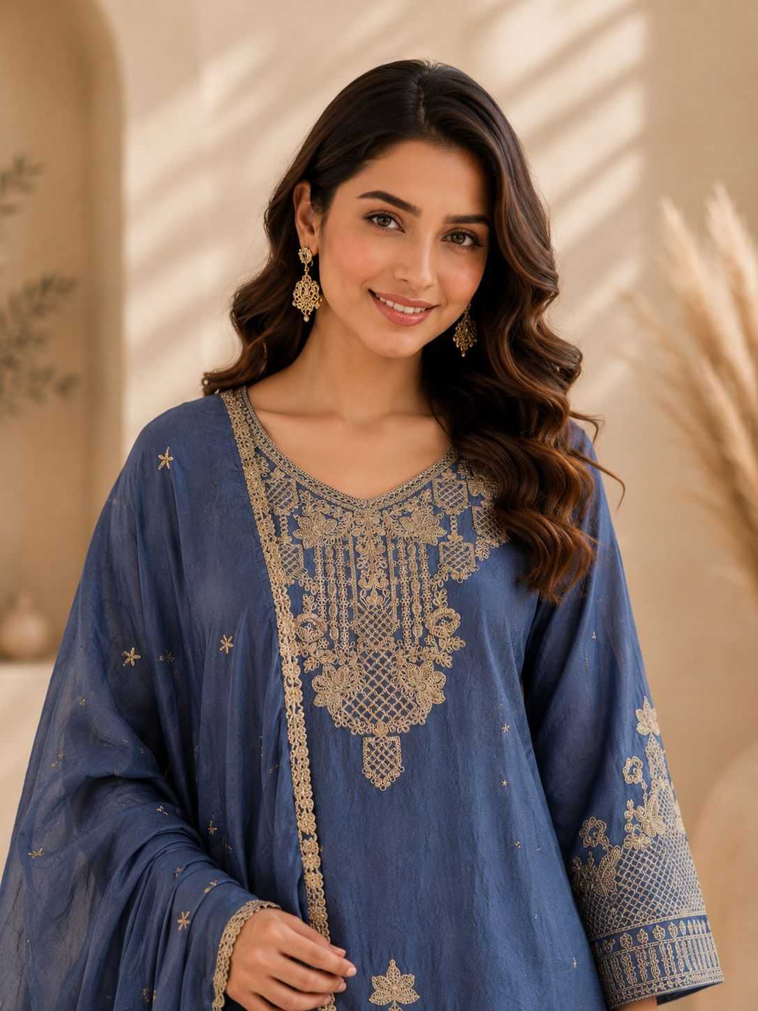 Rangoli Silk Embroidery Suit in Dark Green