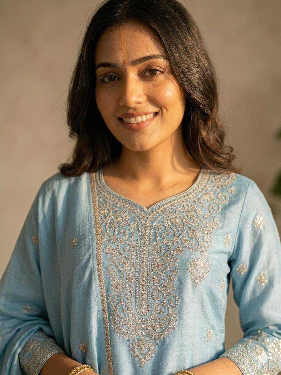 Silk Embroidery Suit