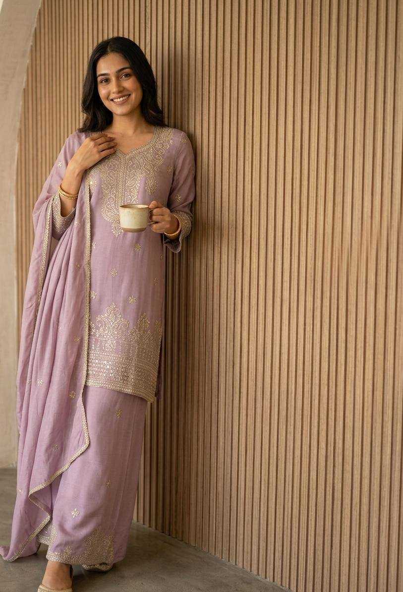 Silk Embroidery Suit