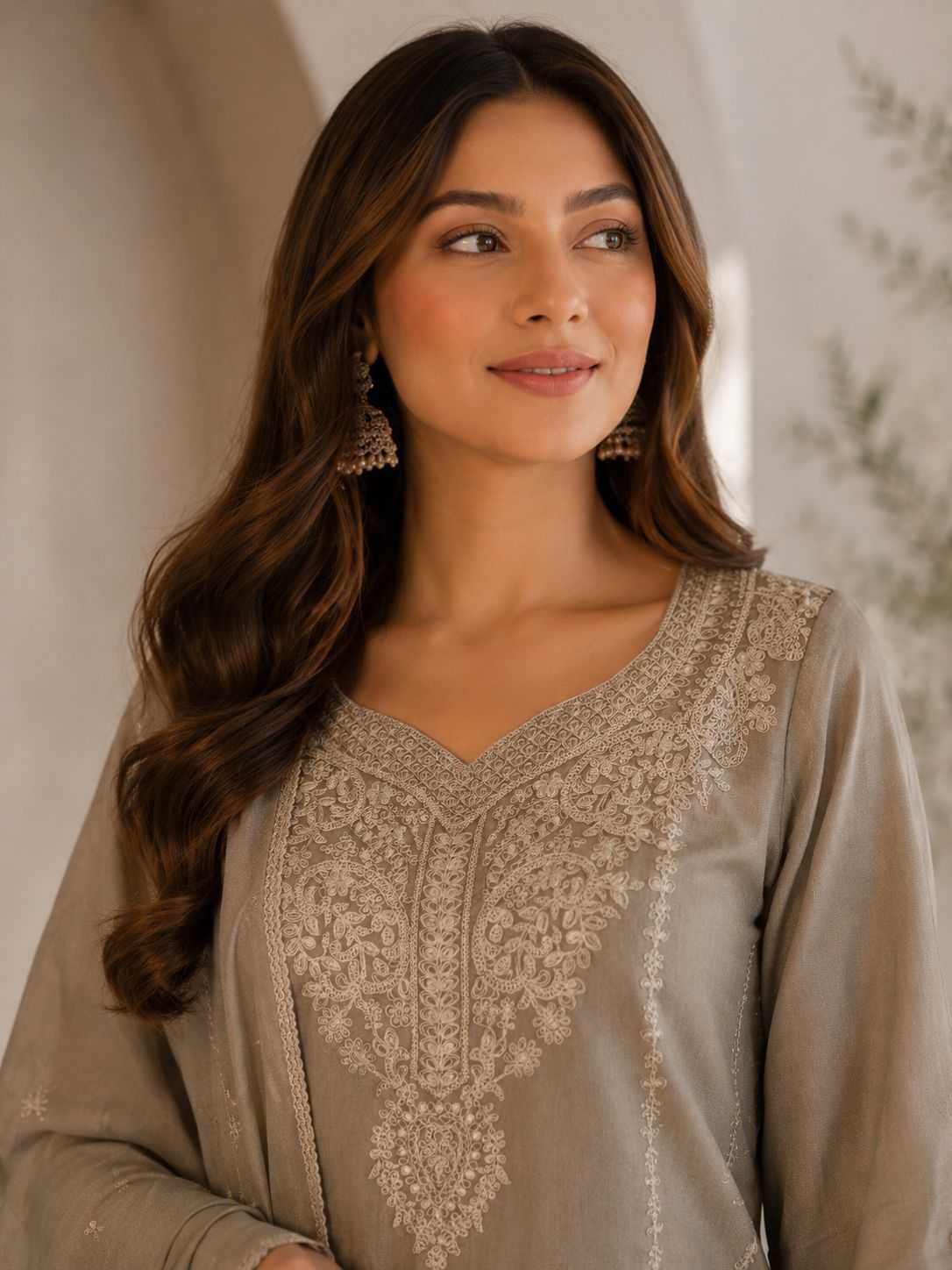 Soft Vichitra Embroidery Suit