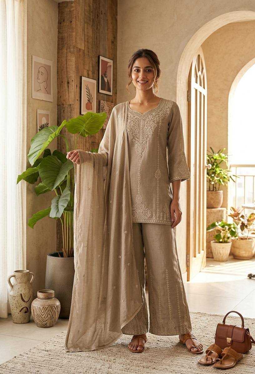 Vichitra Silk Embroidery Suit