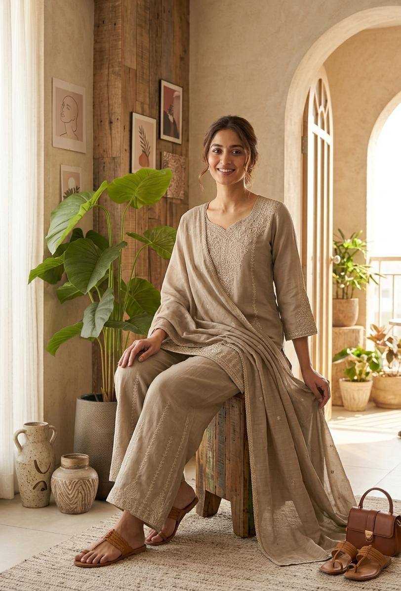Vichitra Silk Embroidery Suit