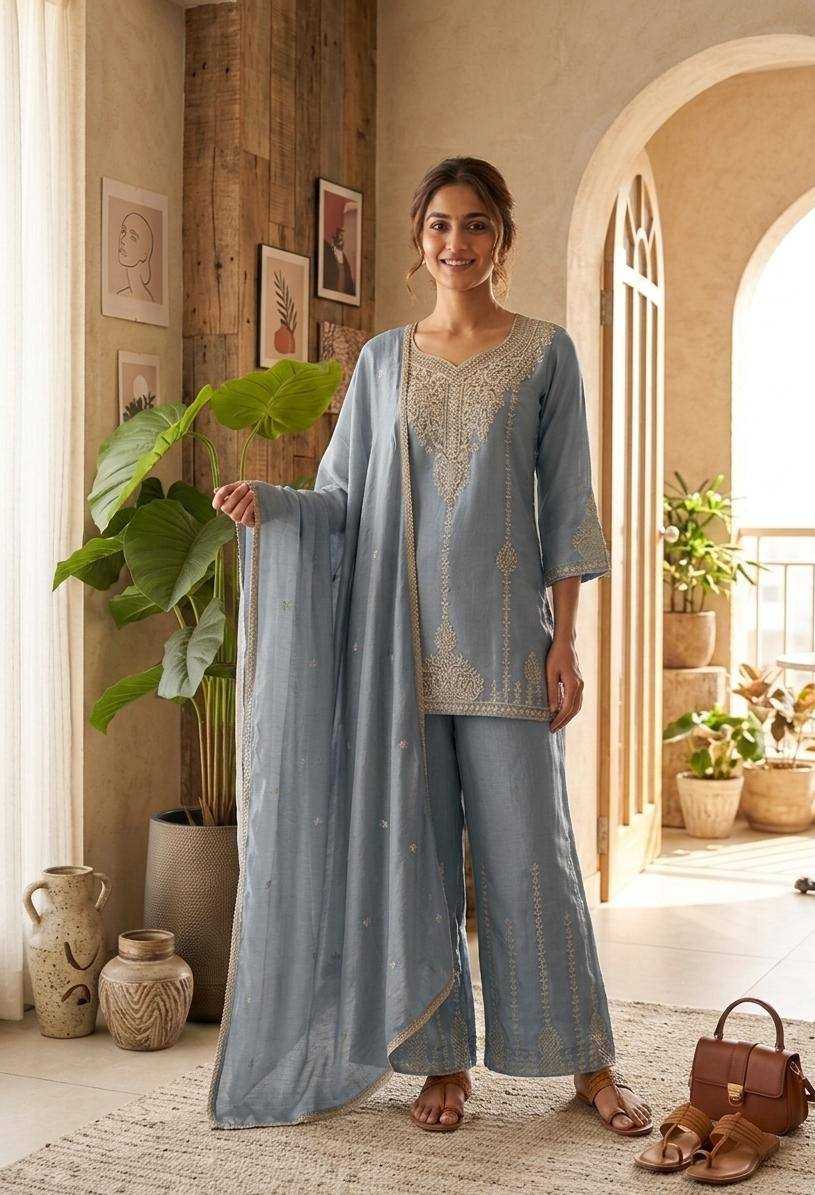 Vichitra Silk Embroidery Suit