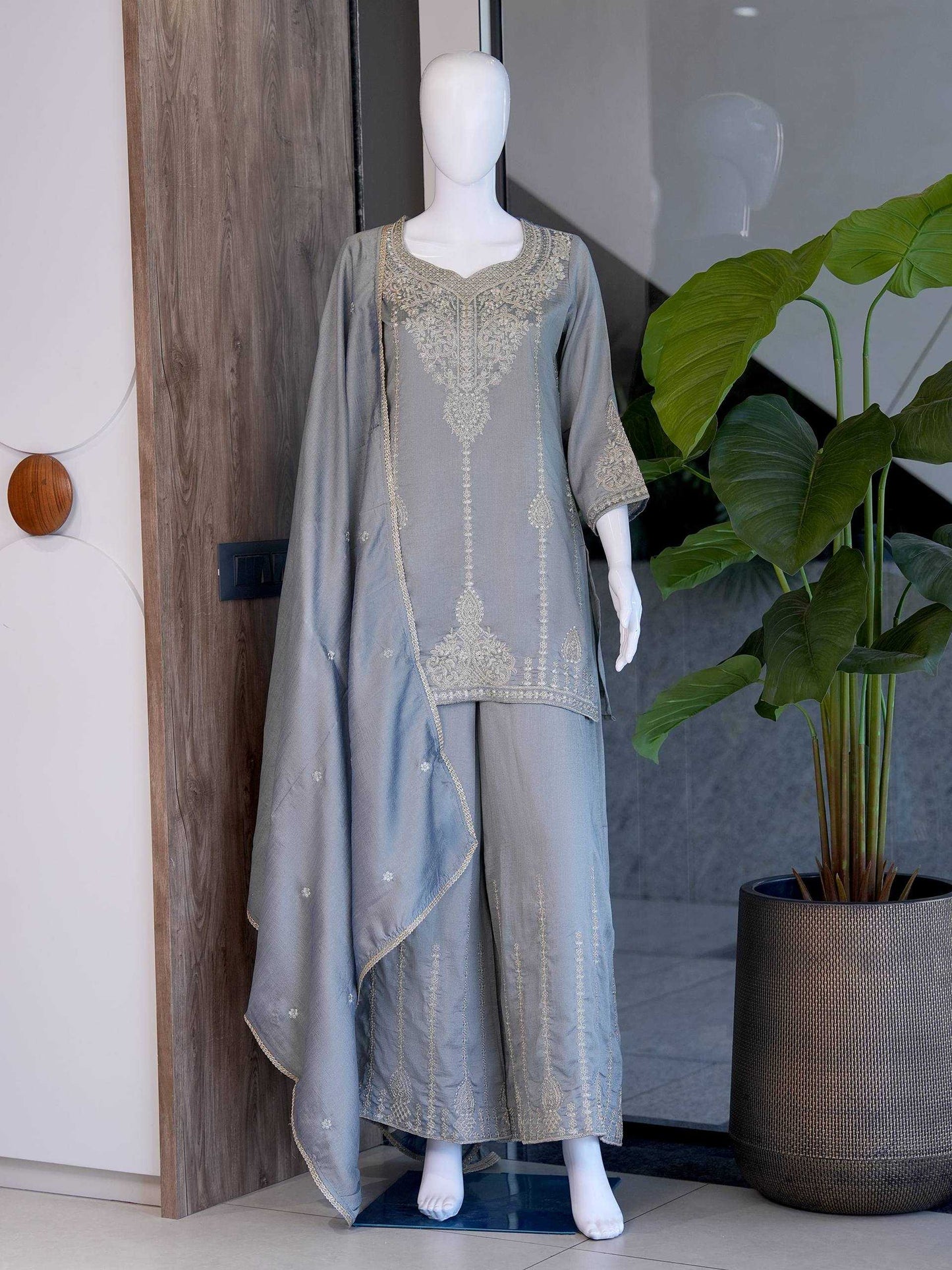 Vichitra Silk Embroidery Suit