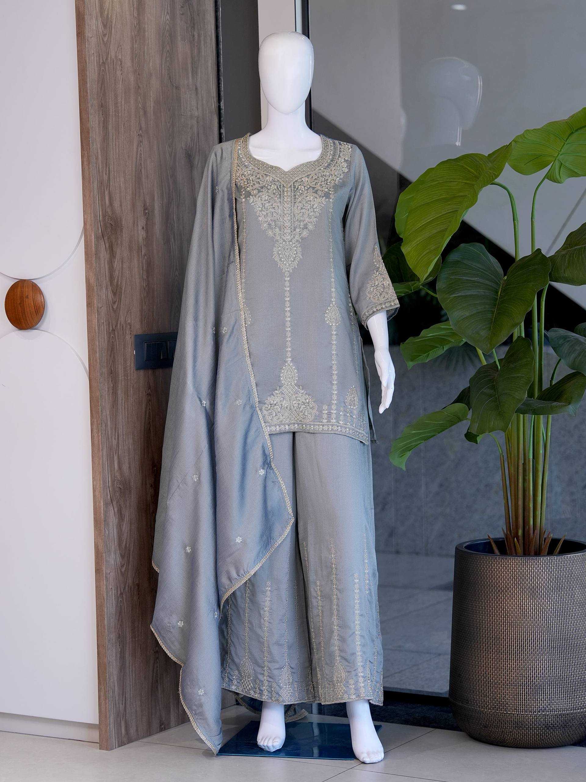 Vichitra Silk Embroidery Suit