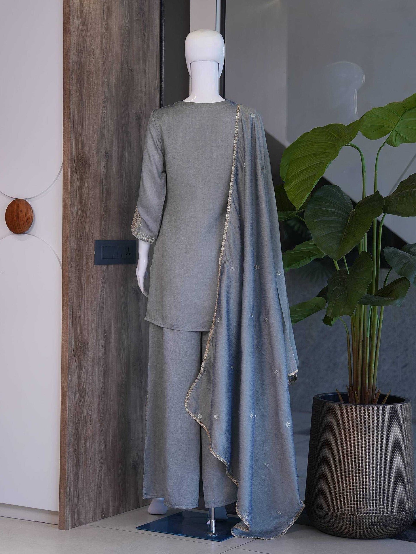 Vichitra Silk Embroidery Suit