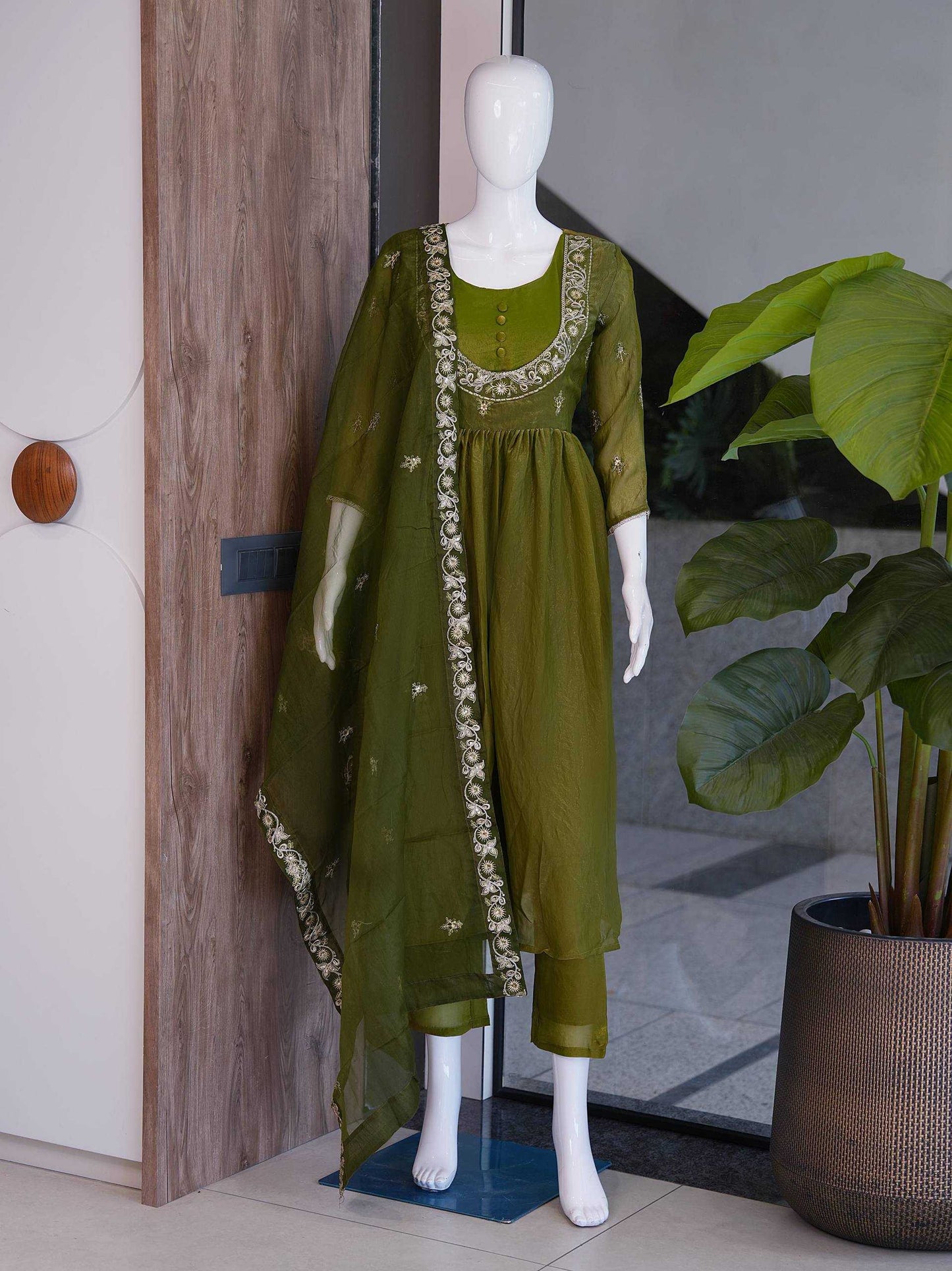 Satin Embroidery Suit