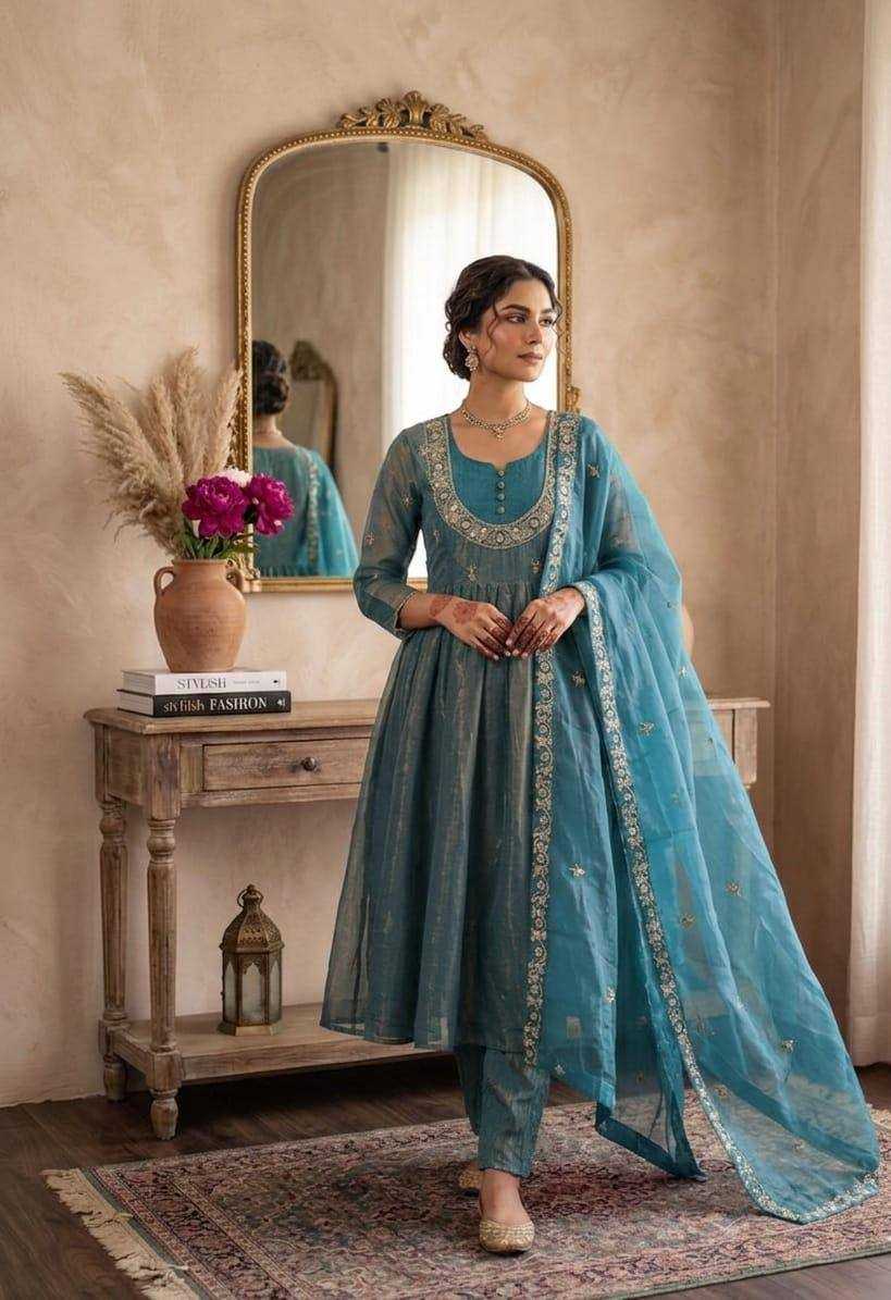 Satin Embroidery Suit
