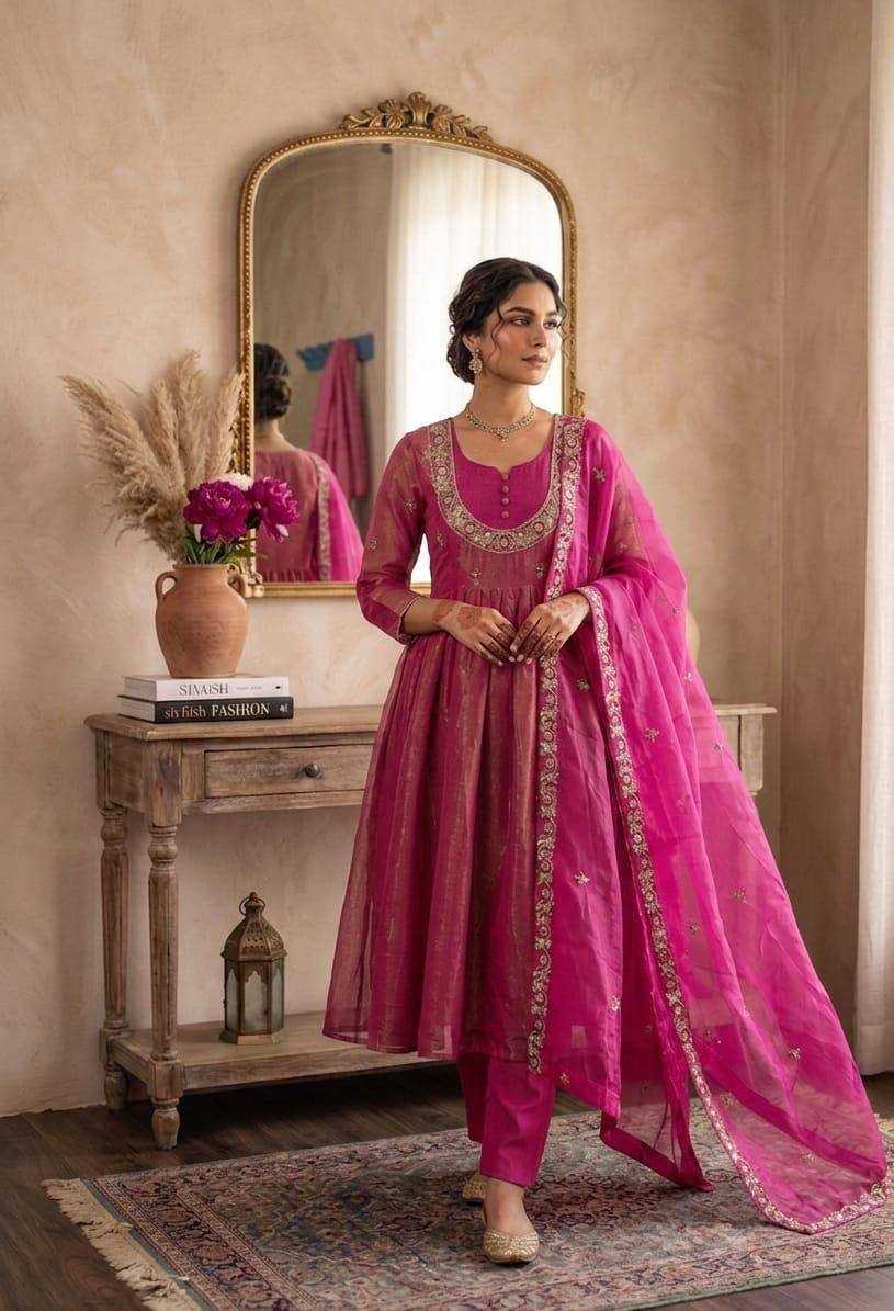 Satin Embroidery Suit