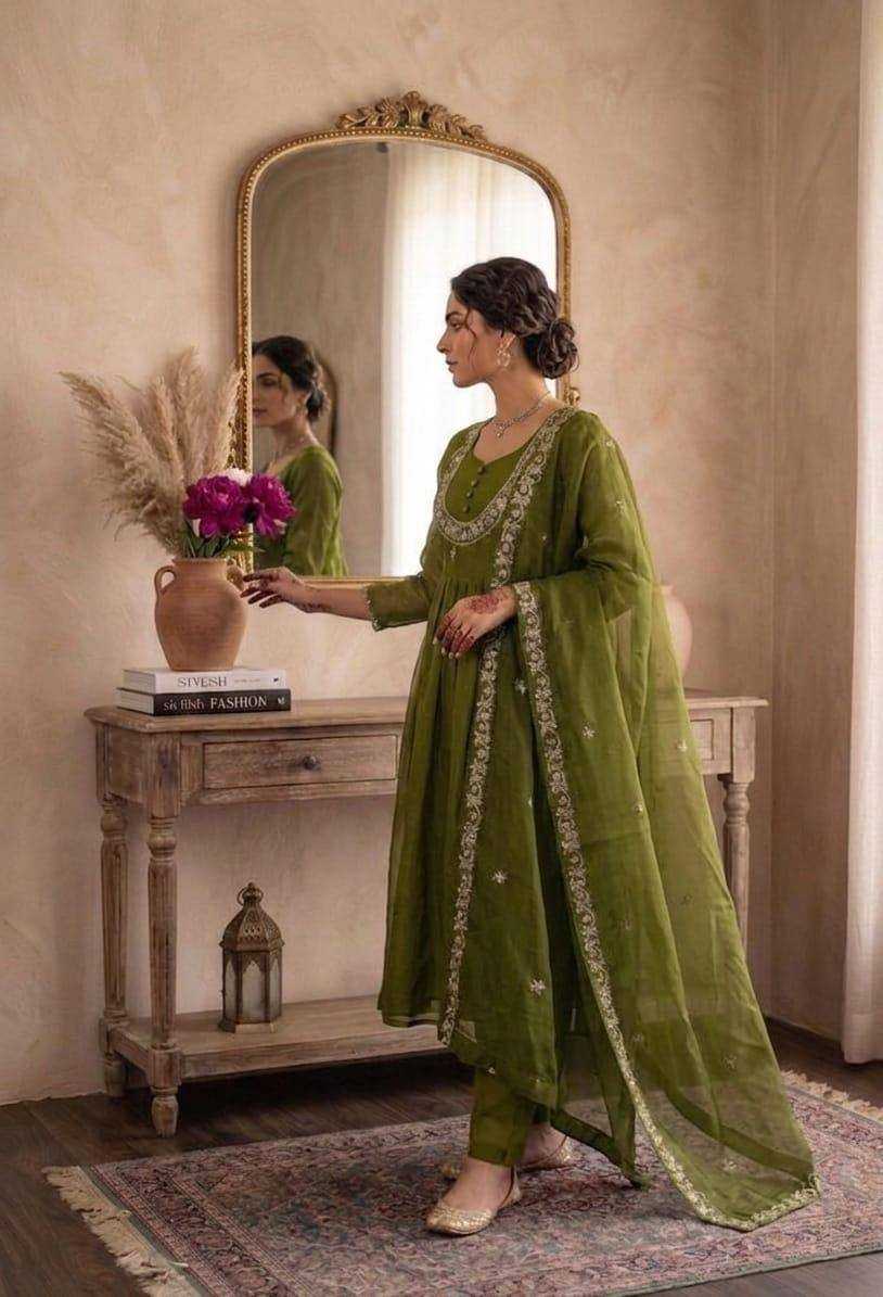 Satin Embroidery Suit