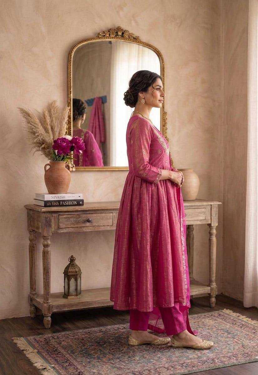 Satin Embroidery Suit