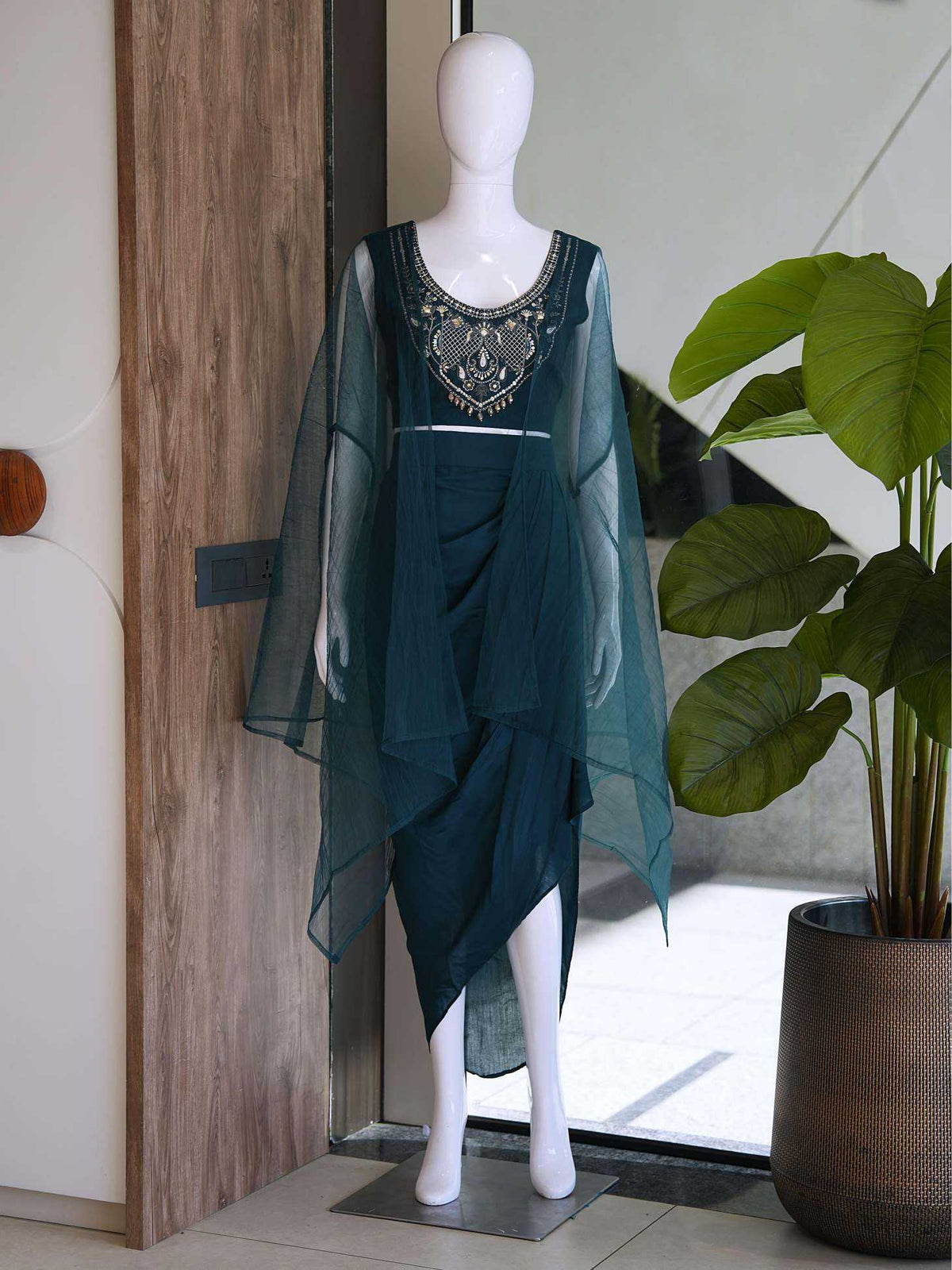 Heavy Roman Silk Indo Western Dress
