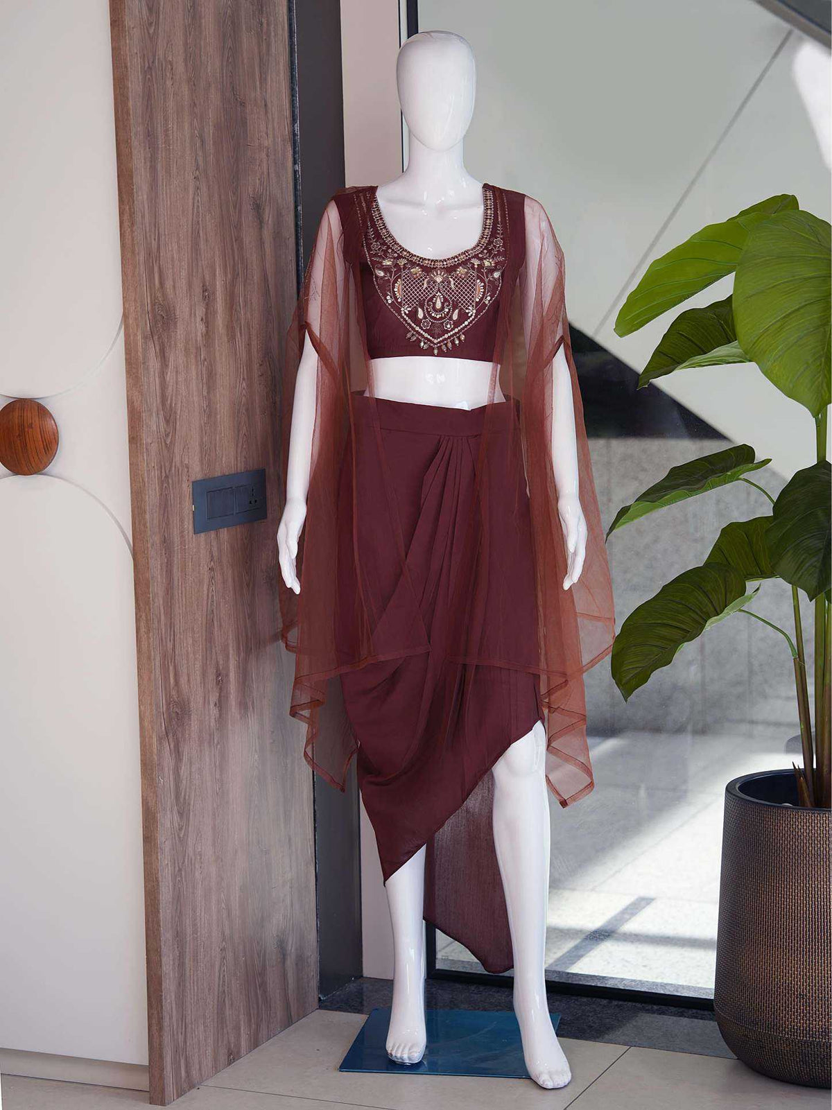 Heavy Roman Silk Indo Western Dress