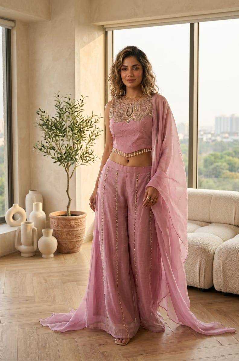 Satin Embroidery Suit