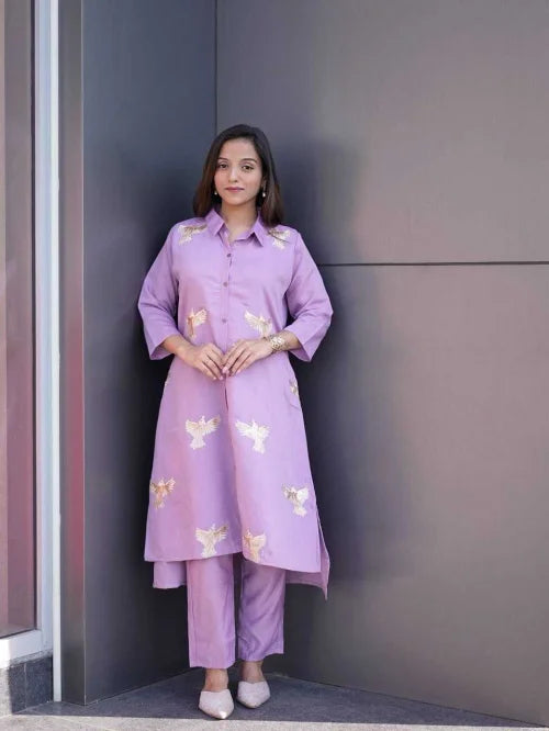 Girija Heavy Roman Silk Embroidered Kurti