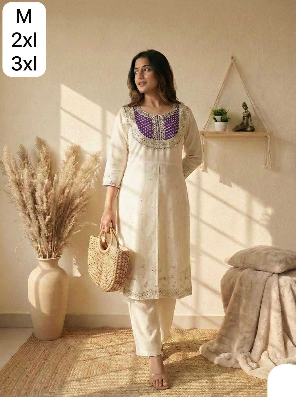 Hema Heavy Roman Silk Embroidery Suit