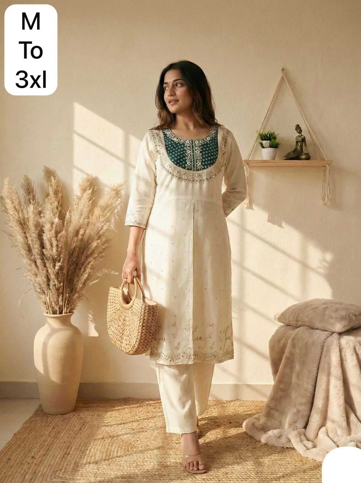 Hema Heavy Roman Silk Embroidery Suit