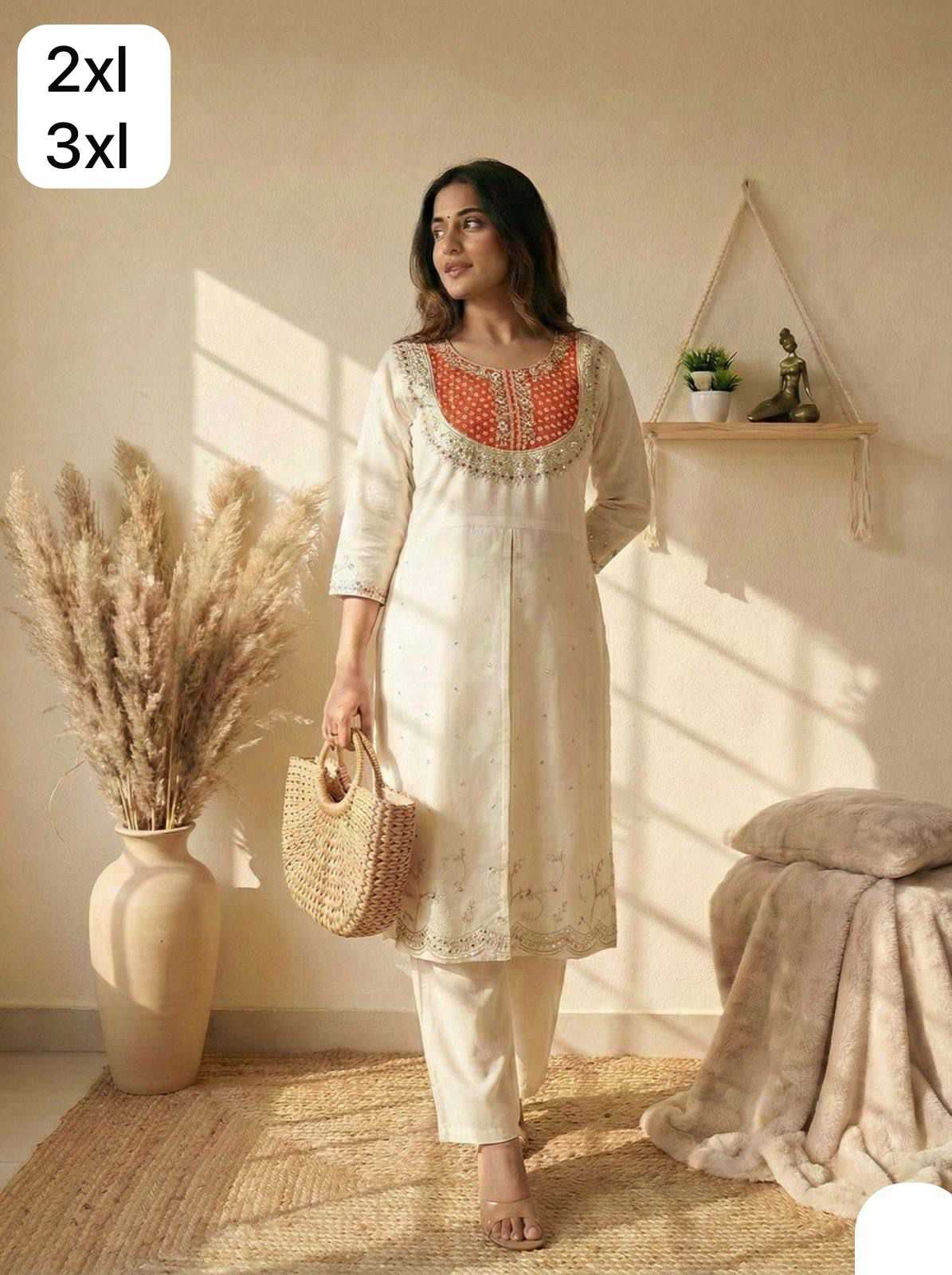 Hema Heavy Roman Silk Embroidery Suit