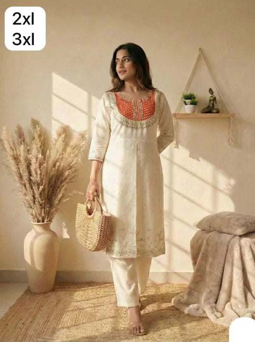 Hema Heavy Roman Silk Embroidery Suit