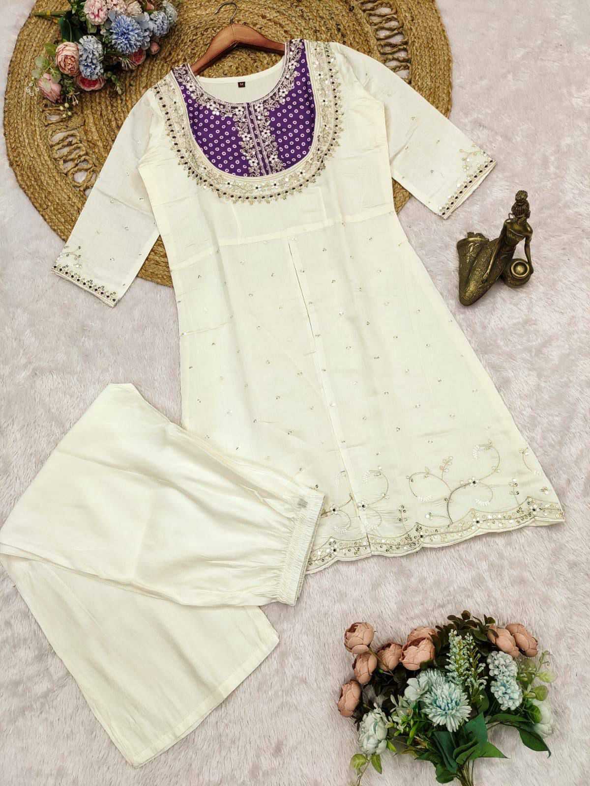 Hema Heavy Roman Silk Embroidery Suit