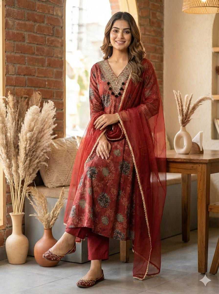 Satin Sharara Salwar Suit