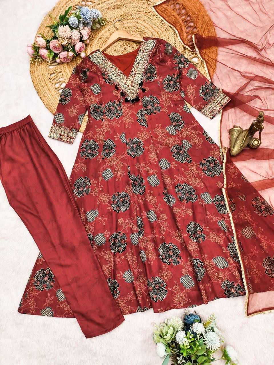 Satin Sharara Salwar Suit