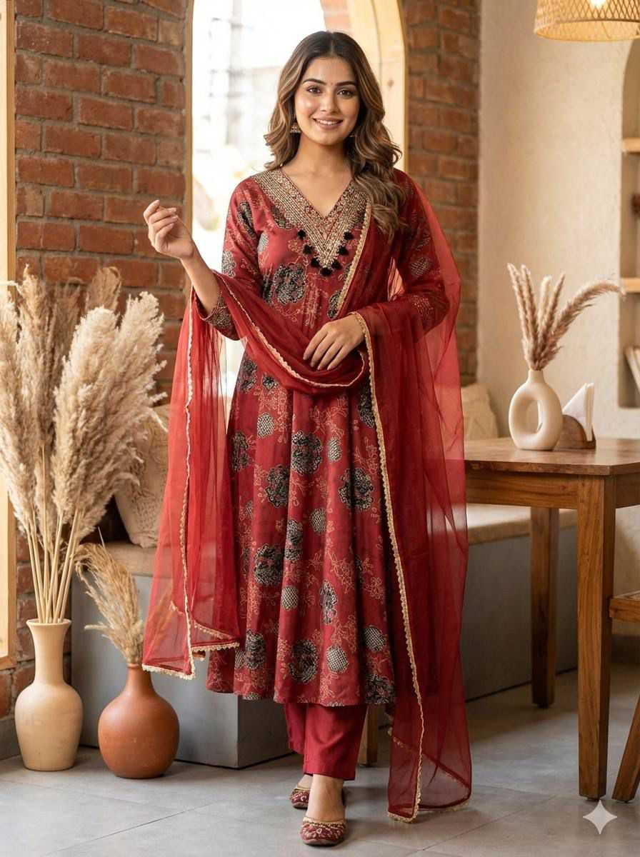Satin Sharara Salwar Suit