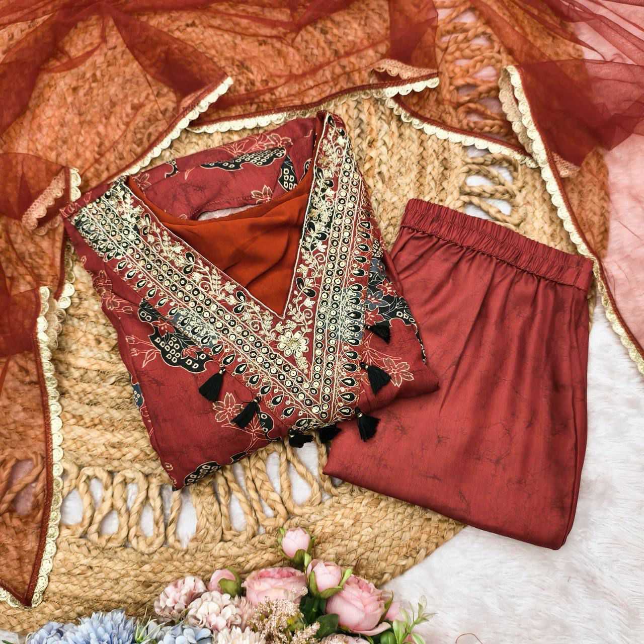 Satin Sharara Salwar Suit