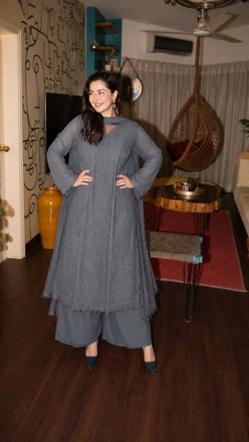 Sharvani Faux Georgette Embroidery Gown