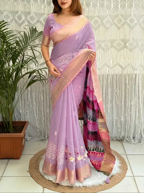 Cotton Embroidered Saree