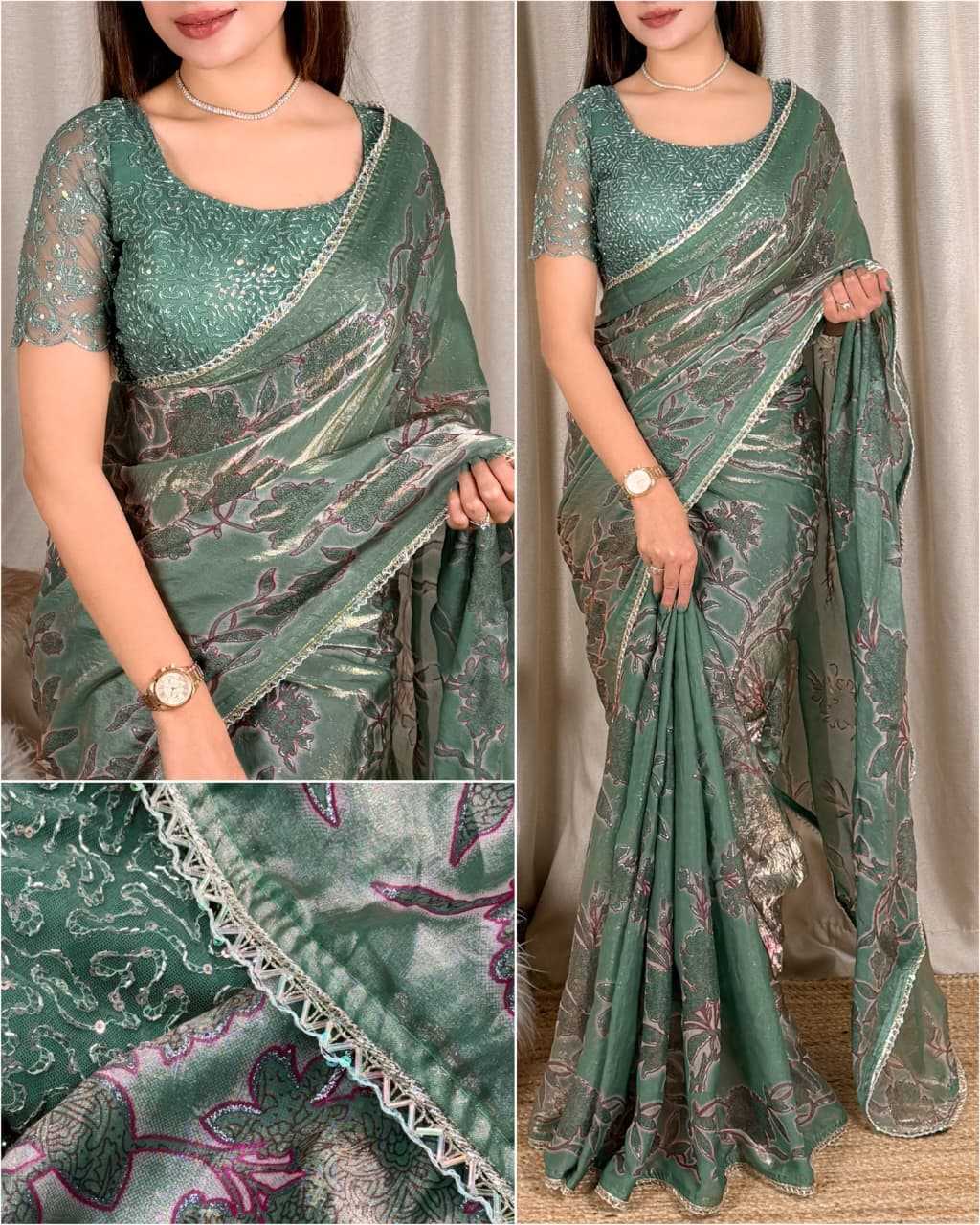 Iktara Satin Printed Saree