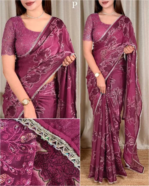 Iktara Satin Printed Saree