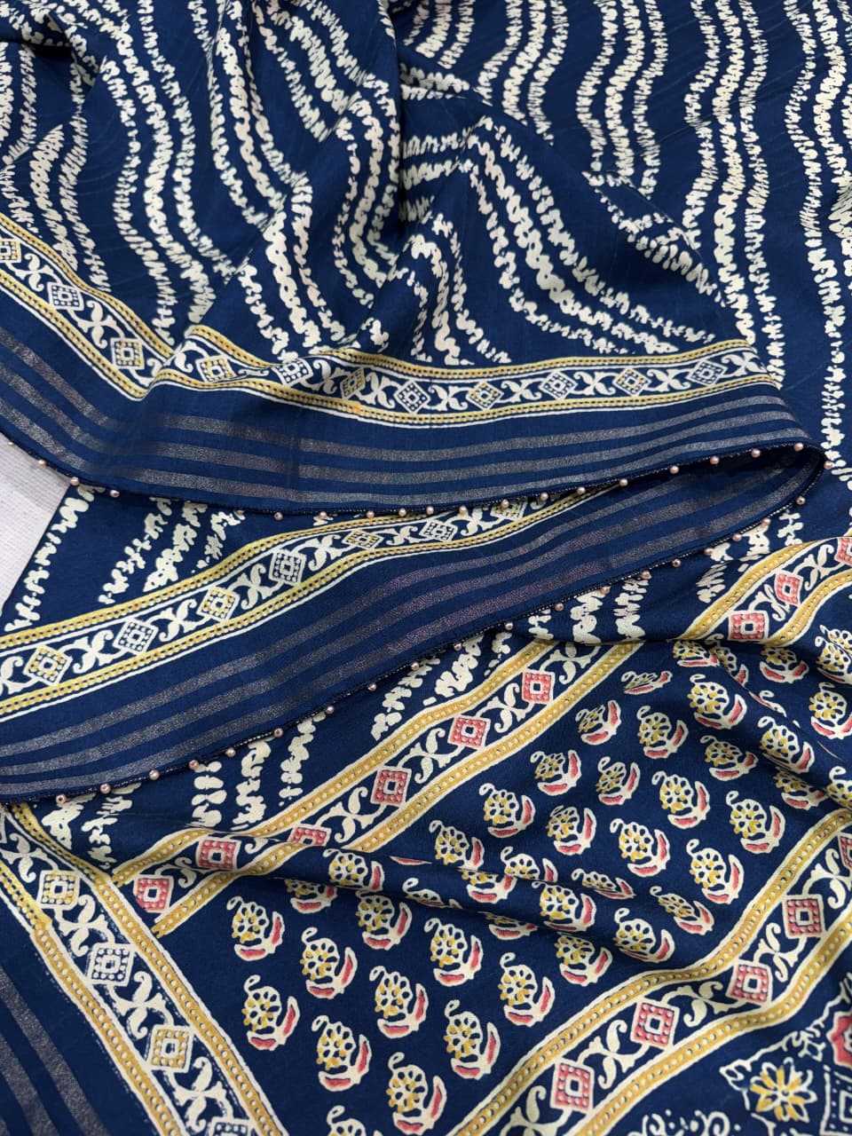 Indigo Cotton Designer Saree