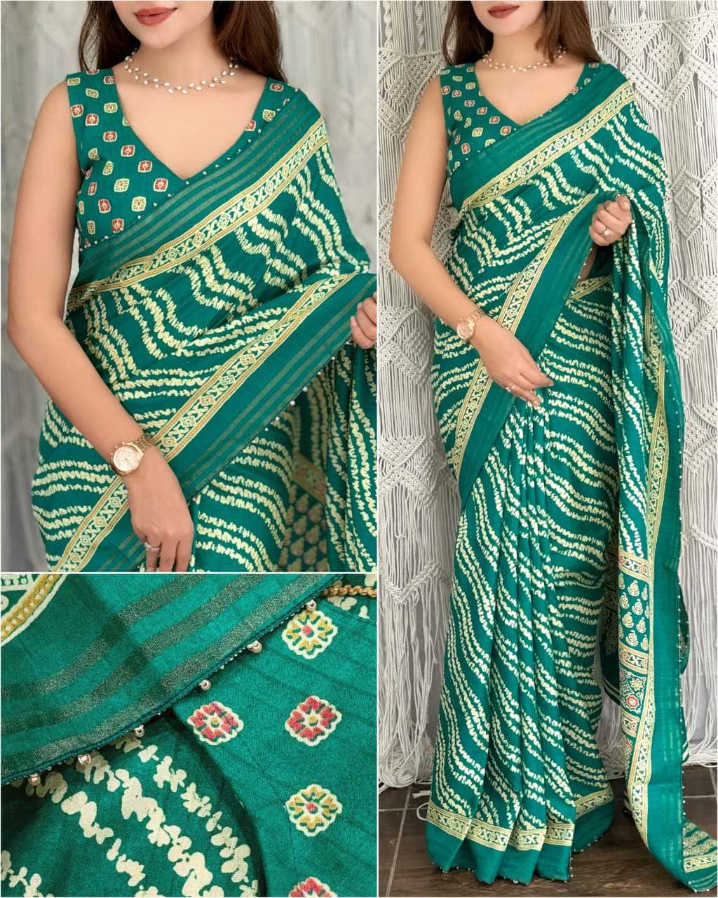 Indigo Cotton Designer Saree