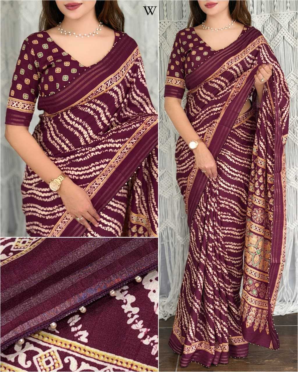 Indigo Cotton Designer Saree