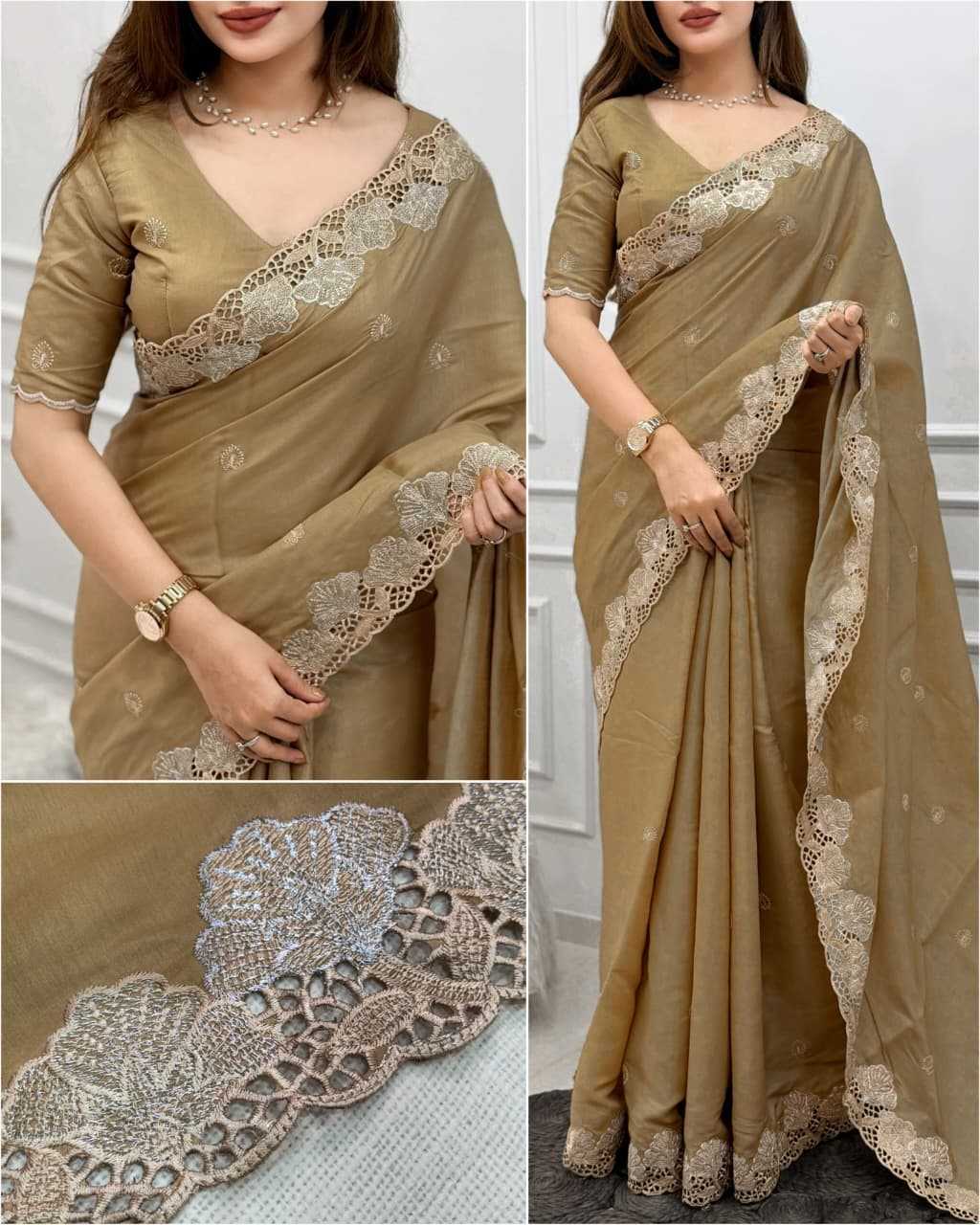 Janki Tussar Silk Embroidered Saree