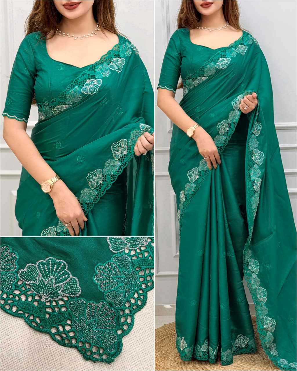 Janki Tussar Silk Embroidered Saree