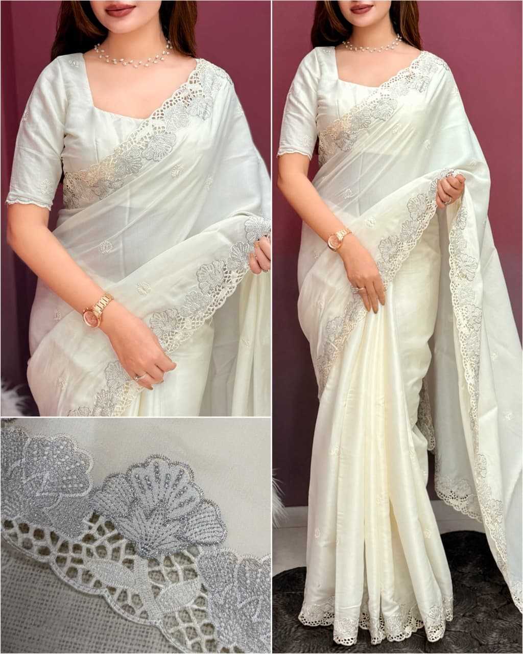 Janki Tussar Silk Embroidered Saree