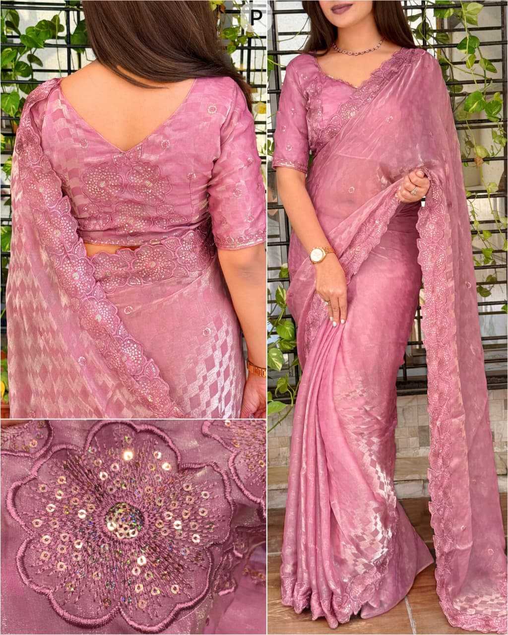 Kangana Satin Embroidered Saree