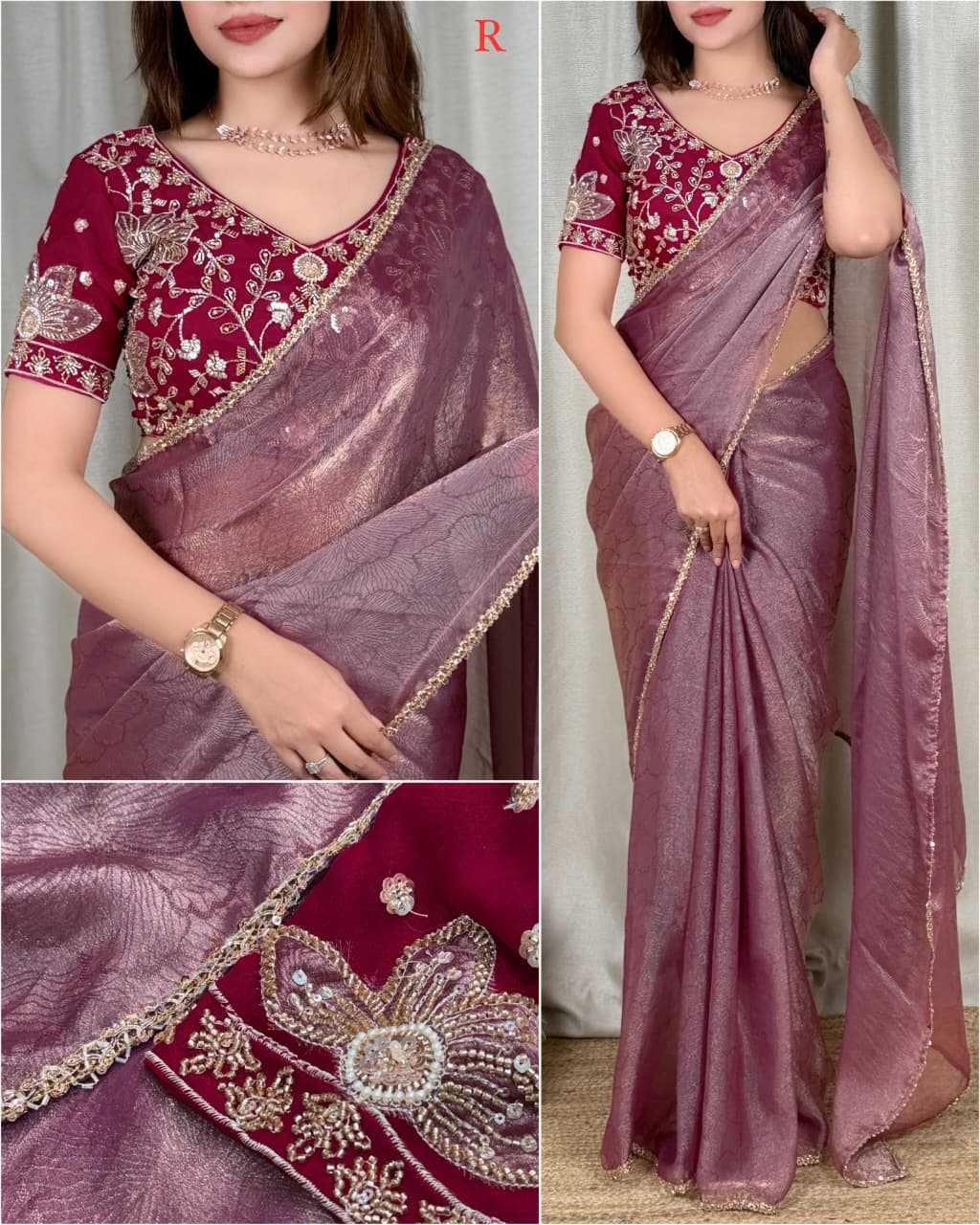 Kiara Satin Jacquard Saree