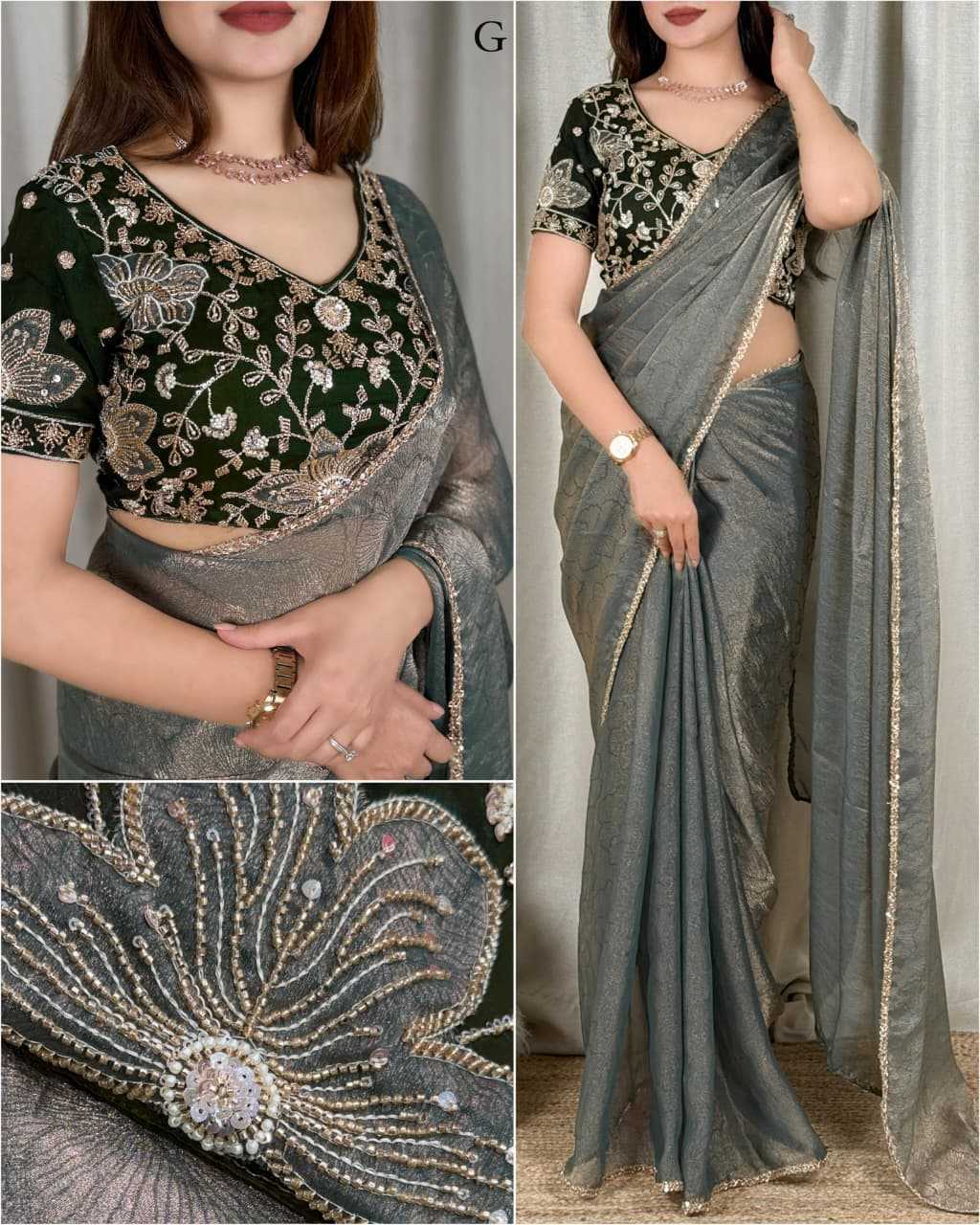 Kiara Satin Jacquard Saree