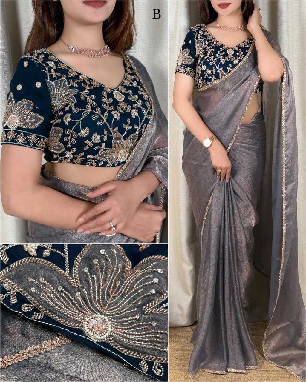 Kiara Satin Jacquard Saree