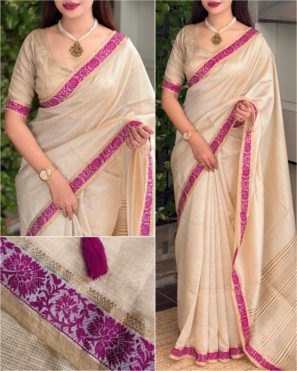 Kusum Cotton Zari Border Saree