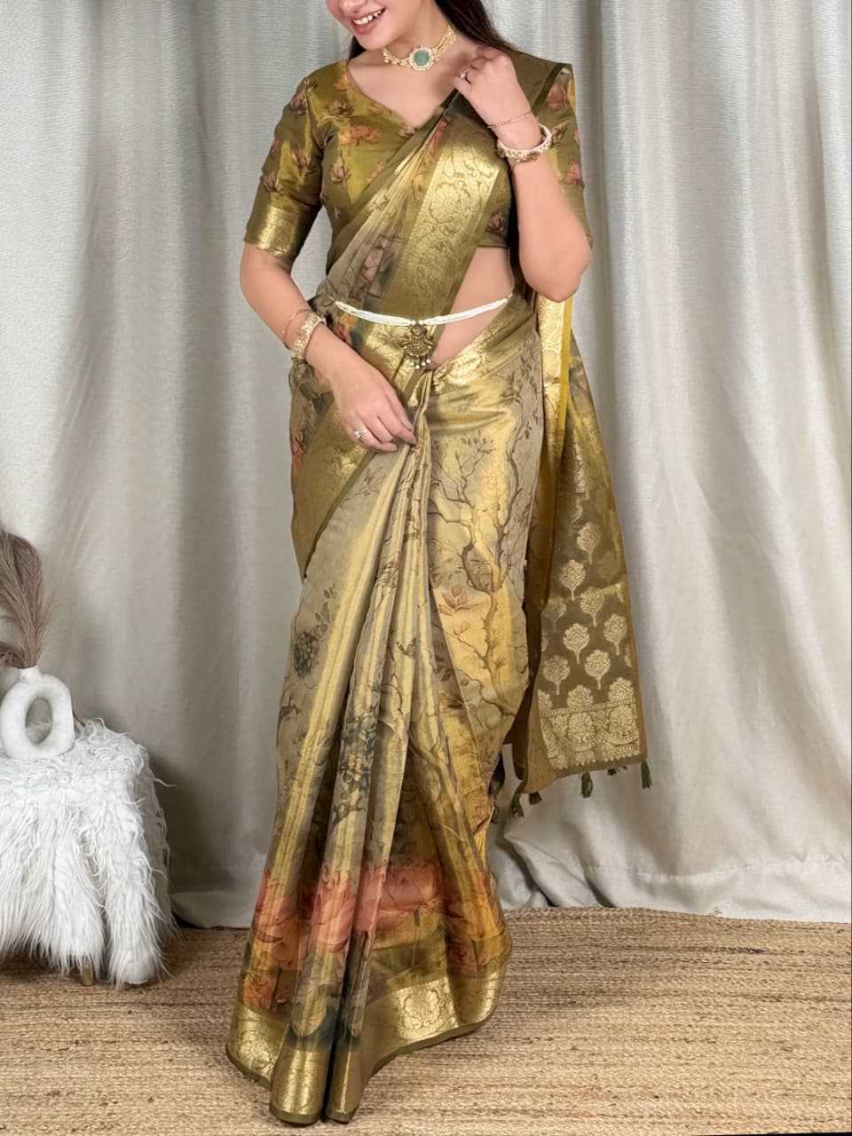 Lotus Tissue Silk Traditional Saree