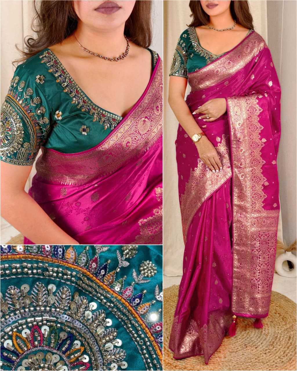 Maharani Indian Satin Silk Banarasi Saree