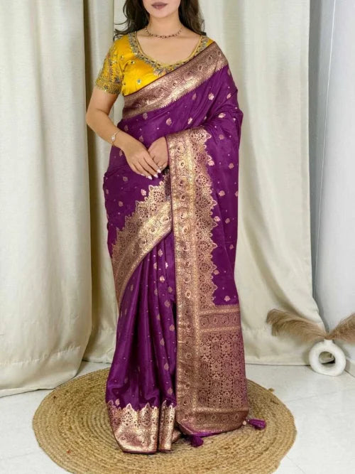 Maharani Indian Satin Silk Banarasi Saree