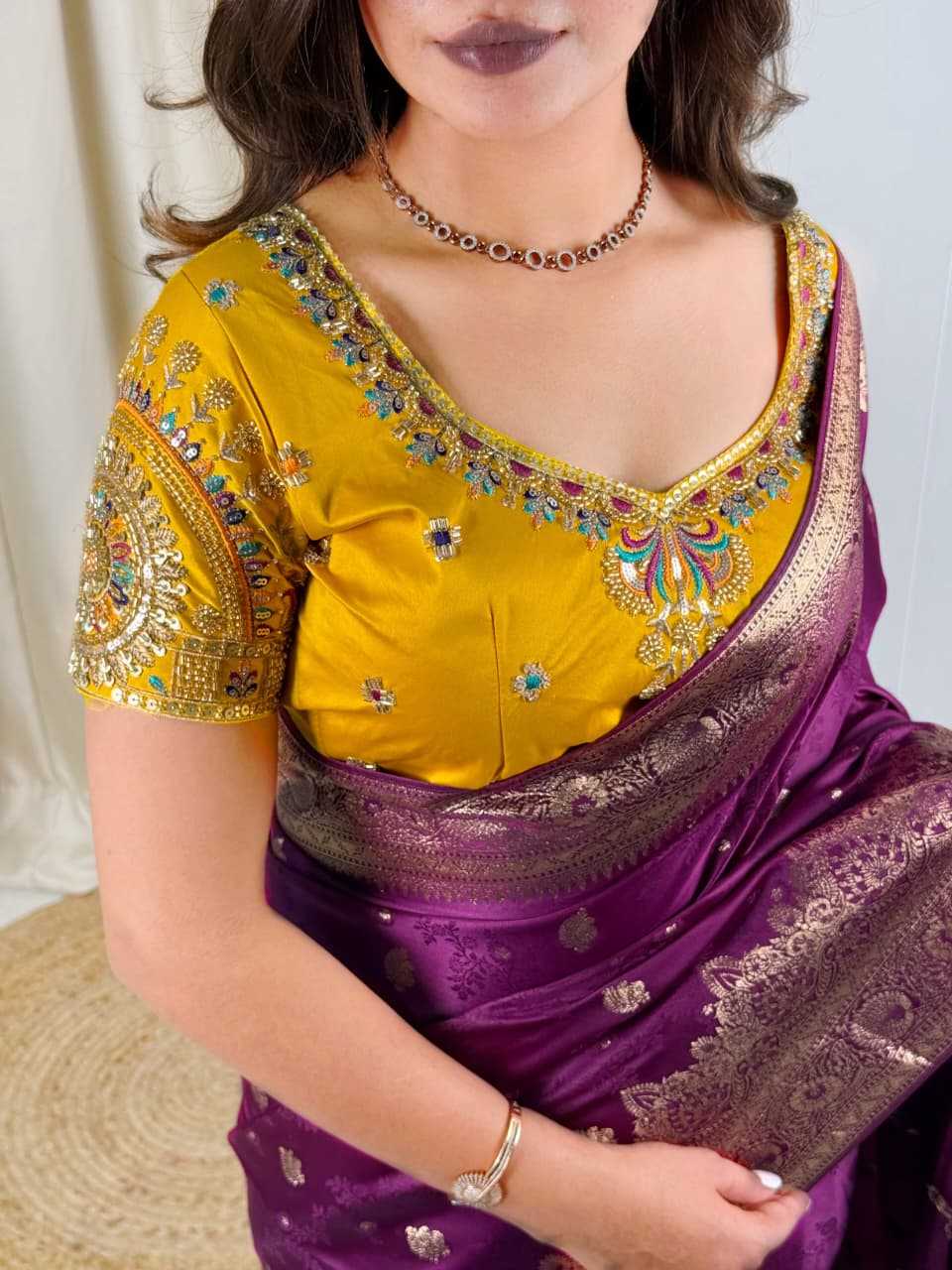 Maharani Indian Satin Silk Banarasi Saree