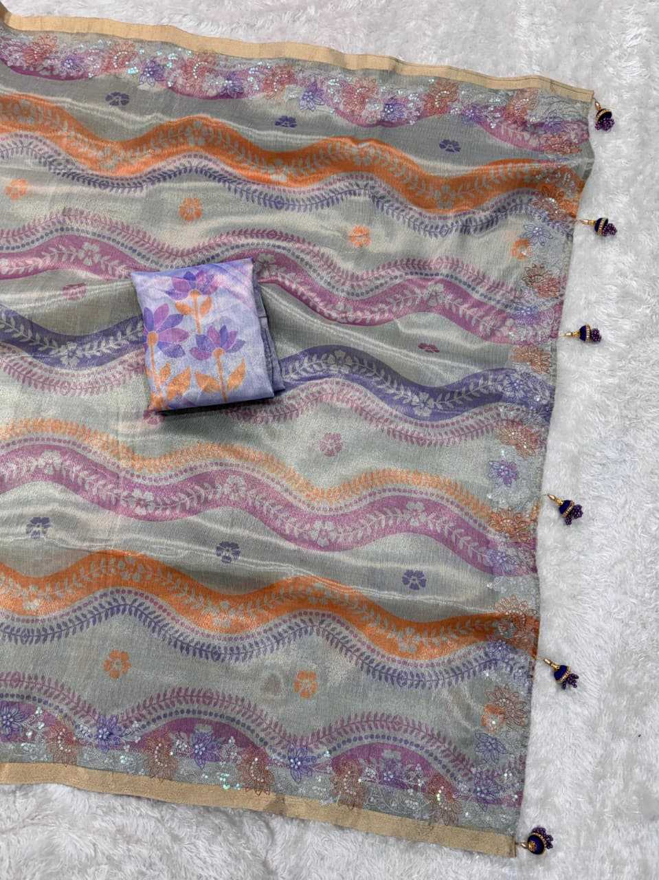 Narangi Cotton Printed Saree